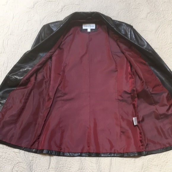 Charles Klein Black Leather Classic 3-Button Blazer Jacket size Small - Picture 10 of 14